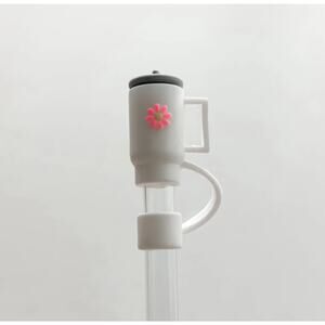 White and Pink Miniature Tumbler Straw Cover